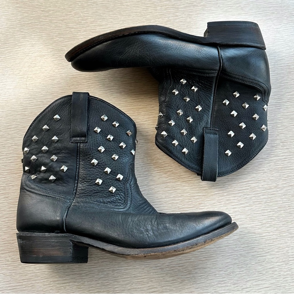MIZ MOOZ Black Leather Studded Chavita Boots